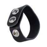 Rock Solid Adjustable Leather 3 Snap Cock Ring – Black - Image 4