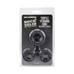 ROCK SOLID Silicone Triple Stamina Ring with Metal Beads Black