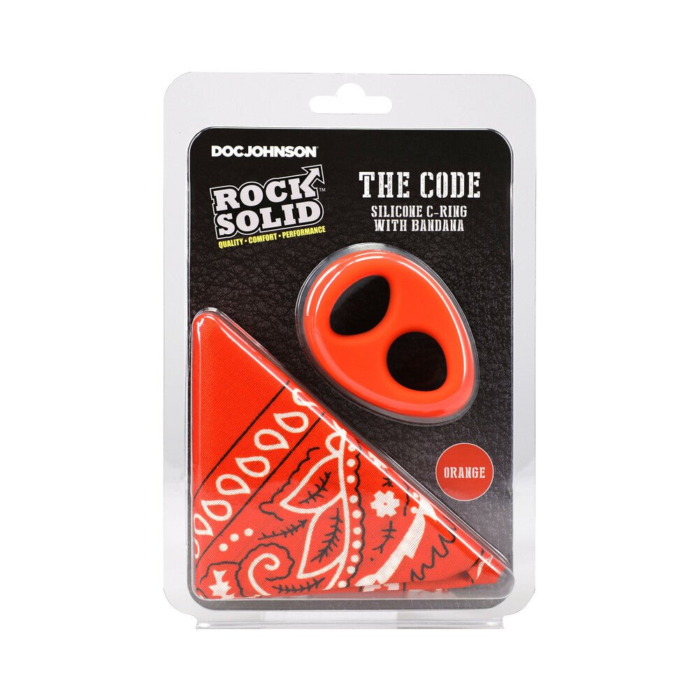 rock-solid-the-code-silicone-c-ring-with-bandana-orangeblack Rock Solid The Code Silicone C-Ring with Bandana Orange/Black - Image 1
