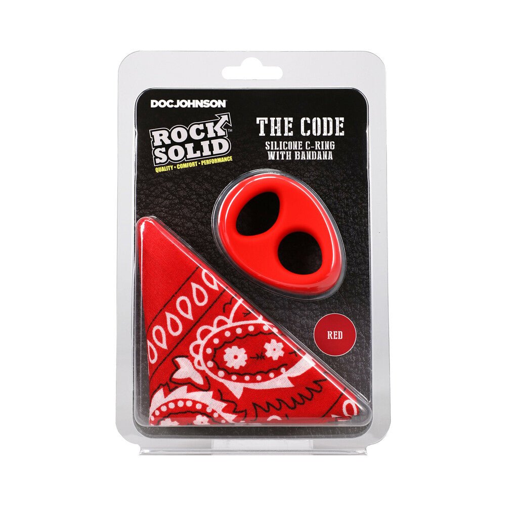 rock-solid-the-code-silicone-c-ring-with-bandana-redblack Rock Solid The Code Silicone C-Ring with Bandana Red/Black - Image 1