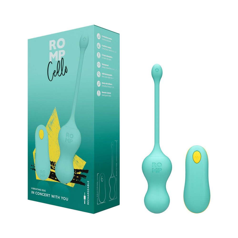 romp-cello-rechargeable-remote-controlled-silicone-g-spot-egg-vibrator-light-teal ROMP Cello Rechargeable Remote-Controlled Silicone G-Spot Egg Vibrator Light Teal - Image 1