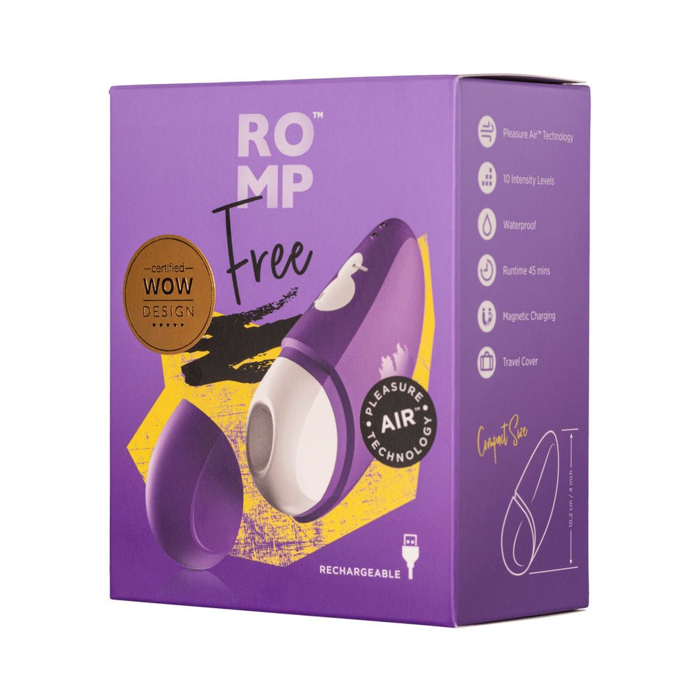 romp-free-rechargeable-silicone-pleasure-air-clitoral-vibrator-purple ROMP Free Rechargeable Silicone Pleasure Air Clitoral Vibrator Purple - Image 1
