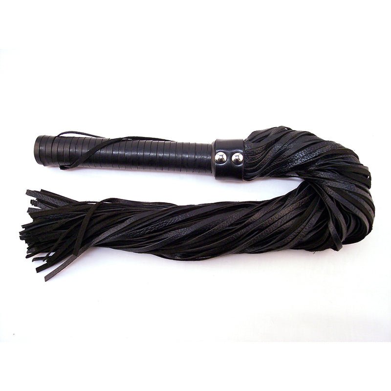 rouge-flogger-leather-wleather-handle-black Rouge Flogger, Leather w/Leather Handle Black - Image 1
