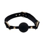 Rouge Leather Ball Gag Black with Gold Accessories