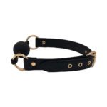 Rouge Leather Ball Gag Black with Gold Accessories - Image 3