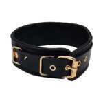 Rouge Leather Plain Collar Black with Gold Accessories - Image 2