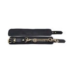 Rouge Leather Plain Wrist Cuffs Black with Gold Accessories - Image 4