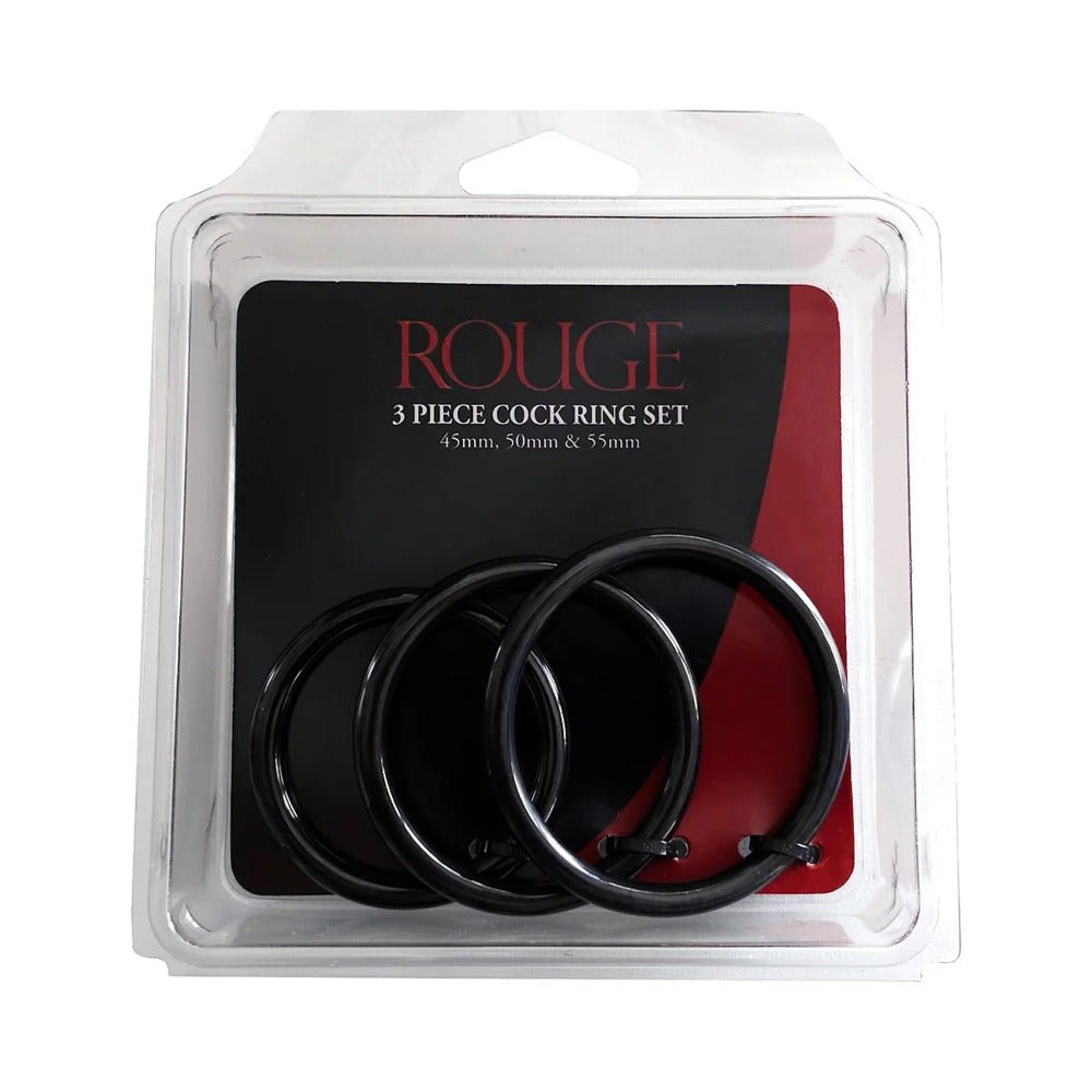 rouge-stainless-steel-3-piece-cock-ring-set-455055mm-black Rouge Stainless Steel 3 Piece Cock Ring Set (45/50/55mm) Black - Image 1