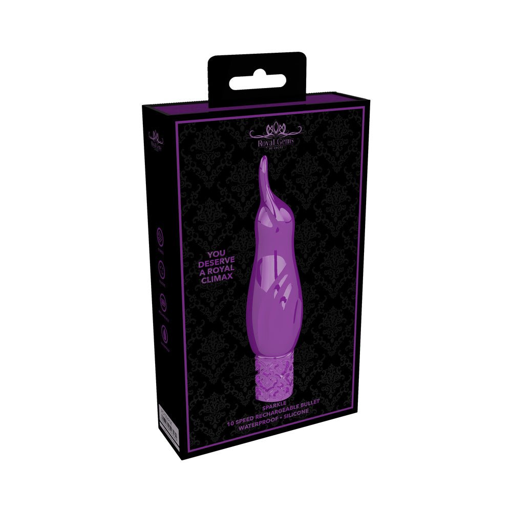 royal-gems-sparkle-rechargeable-flicking-silicone-bullet-vibrator-purple Royal Gems Sparkle Rechargeable Flicking Silicone Bullet Vibrator Purple - Image 1