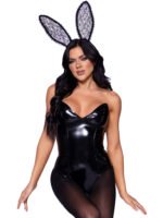 Ruffle Trimmed Bendable Lace Bunny Ears - Black - Image 2