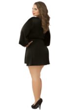 Satin & Eyelash Robe - Queen Size - Black - Image 2