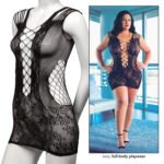 Scandal Plus Size Peek-a-Boo Mini Dress - Plus Size - Black - Image 6