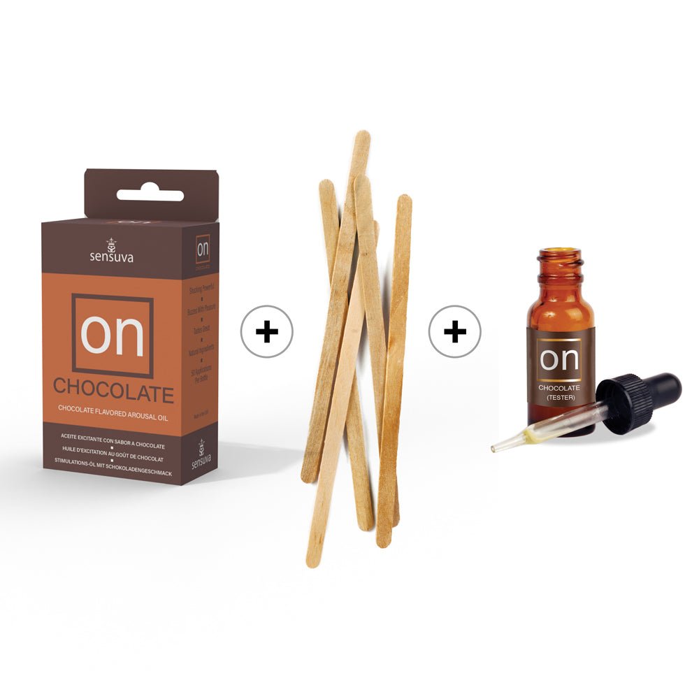 sensuva-on-chocolate-arousal-oil5ml-medium-box-12-piece-testersticks-refill-kit Sensuva ON Chocolate Arousal Oil 5ml Medium Box 12 Piece + Tester/Sticks Refill Kit - Image 1