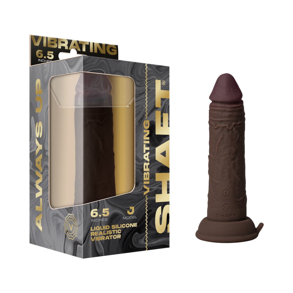 shaft-vibrating-model-j-65-in-dual-density-silicone-dildo-mahogany Shaft Vibrating Model J: 6.5 in. Dual Density Silicone Dildo Mahogany - Image 1