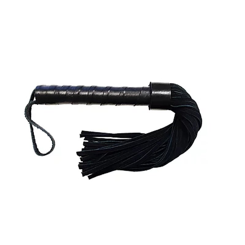 short-suede-flogger-with-leather-handle-black Short Suede Flogger with Leather Handle - BLACK - Image 1