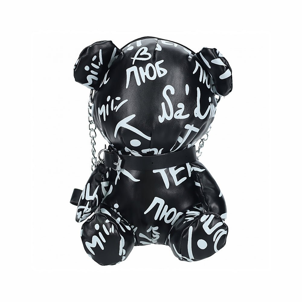 shots-bear-bag-pleather-writing-black Shots Bear Bag Pleather Writing Black - Image 1