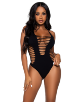 Shredded Racer Back Bodysuit - One Size - Black - Image 6