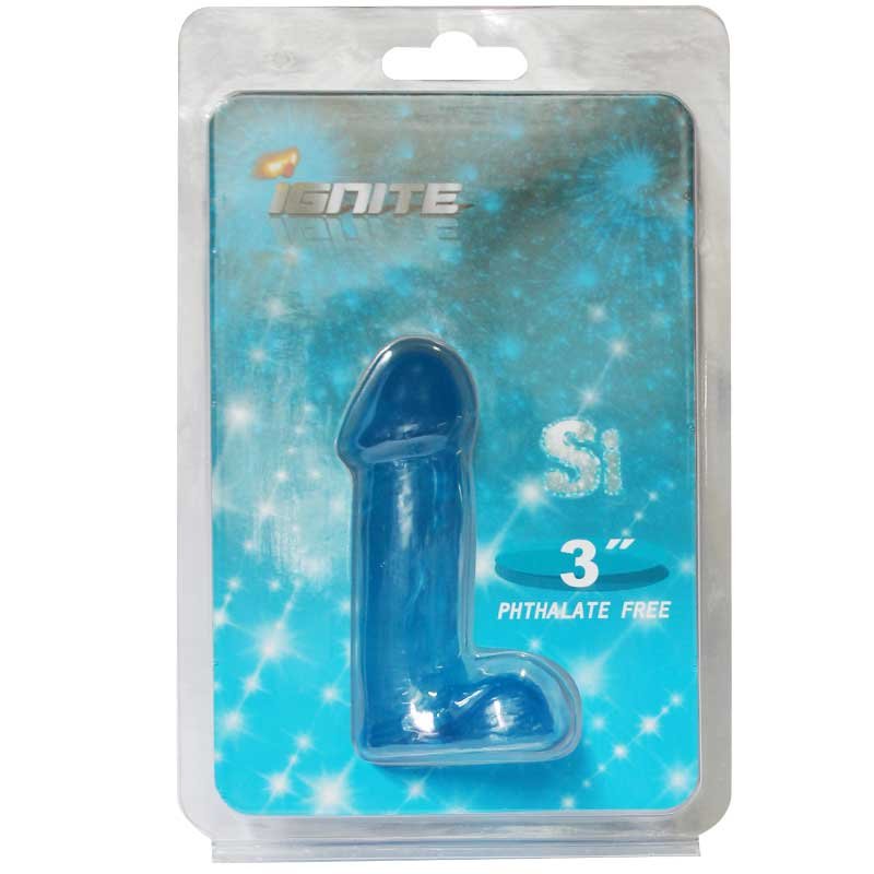 si-3in-cock-with-balls-blue SI 3in Cock with Balls Blue - Image 1