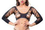 Side Straps Crotchless Leggings - One Size - Black