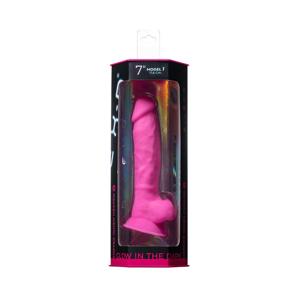 silex-d-the-original-model-1-dildo-7-in-glow-in-the-dark-pink SILEX-D The Original Model 1 Dildo 7 in. Glow-in-the-Dark Pink - Image 1