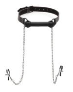 Silicone Bit Gag With Nipple Clamps - Image 2