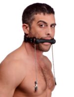 Silicone Bit Gag With Nipple Clamps - Image 5