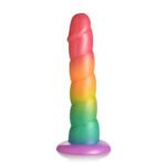 Simply Sweet Swirl Silicone Dildo – Rainbow, 6.5 in - Image 3