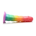 Simply Sweet Swirl Silicone Dildo – Rainbow, 6.5 in - Image 4