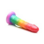 Simply Sweet Swirl Silicone Dildo – Rainbow, 6.5 in - Image 5