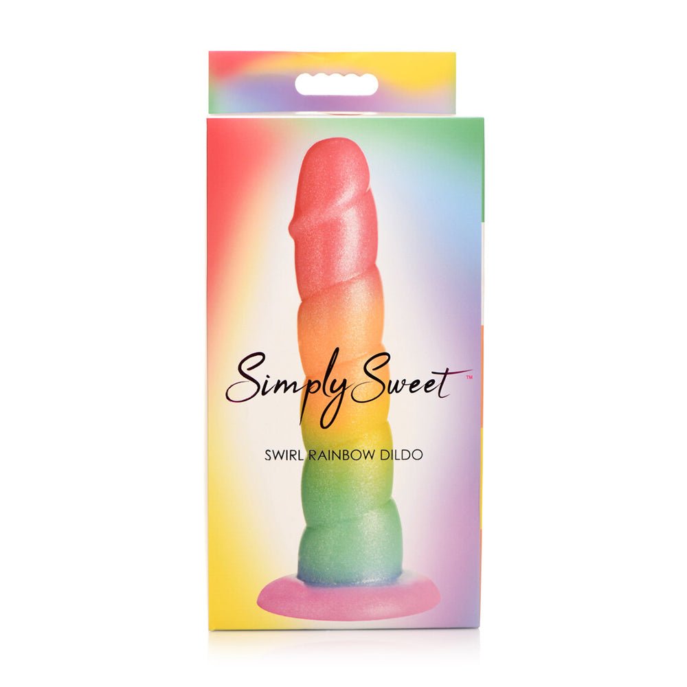 simply-sweet-swirl-65-in-silicone-dildo-rainbow Simply Sweet Swirl 6.5 in. Silicone Dildo Rainbow - Image 1