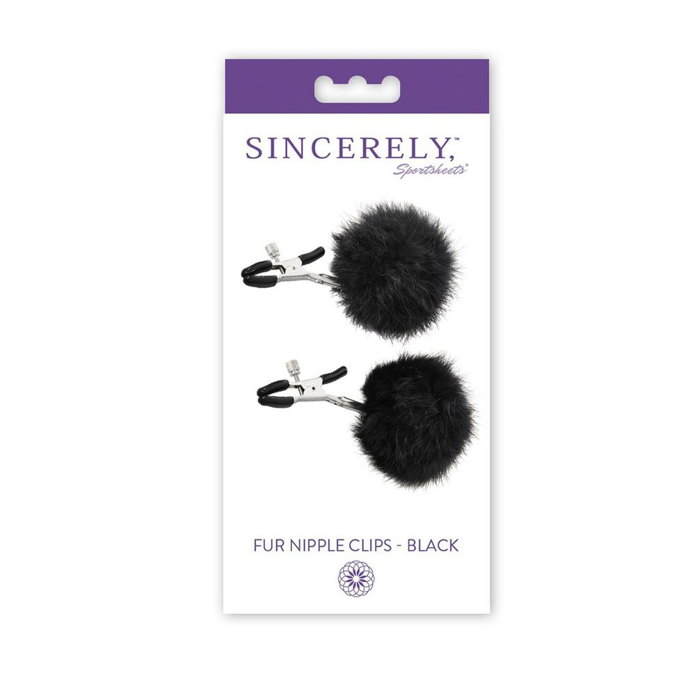 sincerely-fur-nipple-clips-black Sincerely Fur Nipple Clips - Black - Image 1