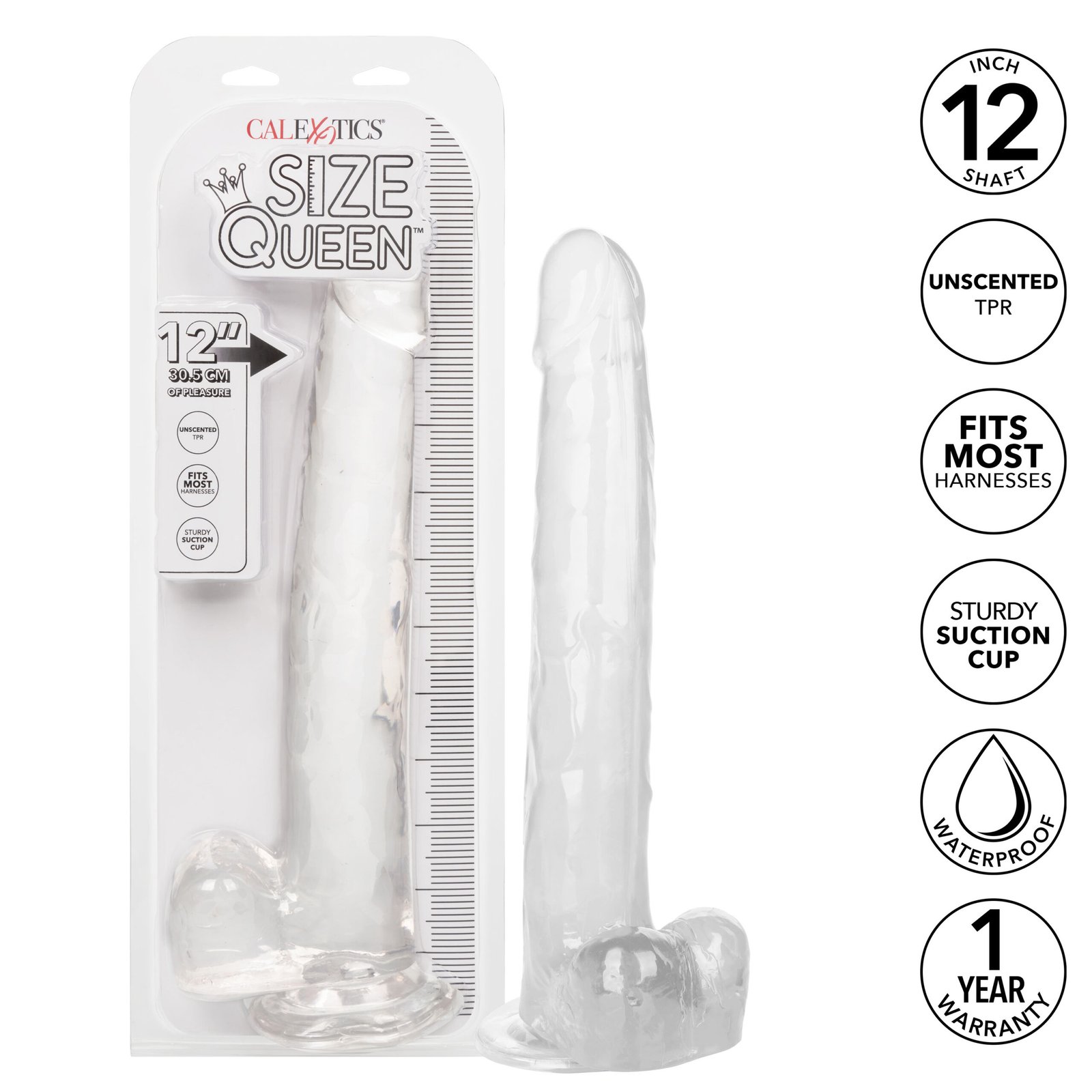 size-queen-12-inch305-cm-clear Size Queen 12 inch/30.5 Cm - Clear - Image 1