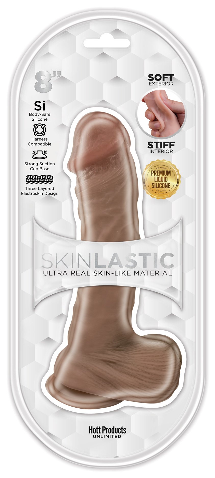 skinsations-skinlastic-sliding-skin-dildo-8-inch-with-suction-base Skinsations - Skinlastic - Sliding Skin Dildo - 8-Inch With Suction Base - Image 1