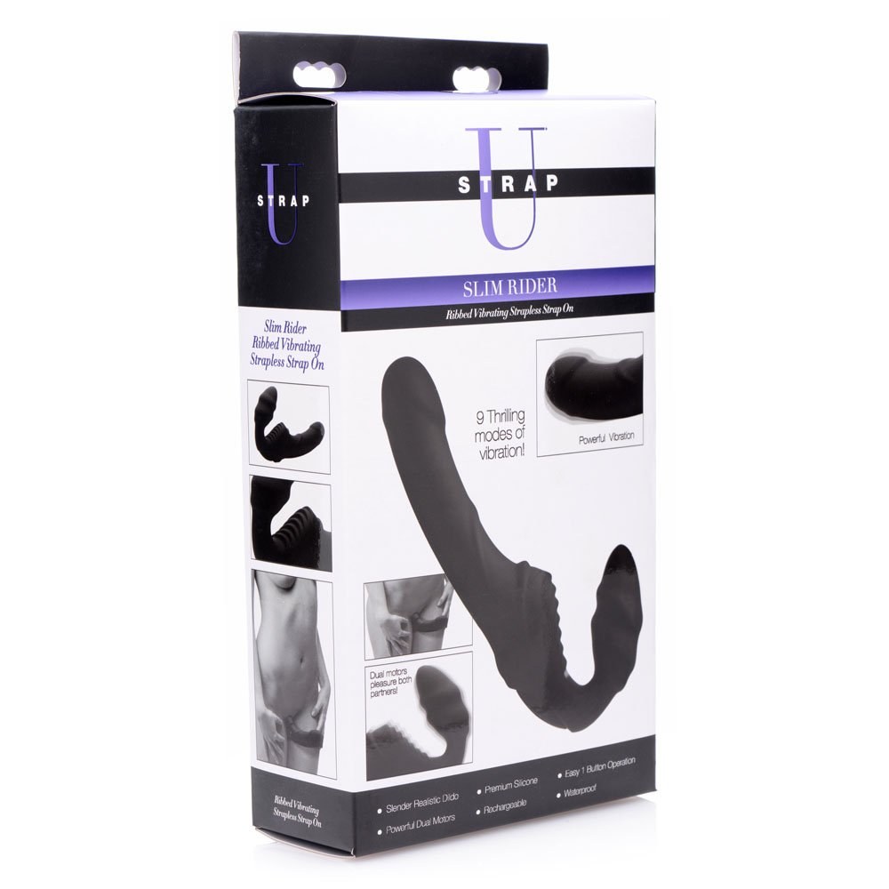 slim-rider-ribbed-vibrating-silicone-strapless-strap-on Slim Rider Ribbed Vibrating Silicone Strapless Strap-On - Image 1
