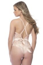 Soft Full Lace Bodysuit With Satin Trims - Large - Silver Peony - Image 2