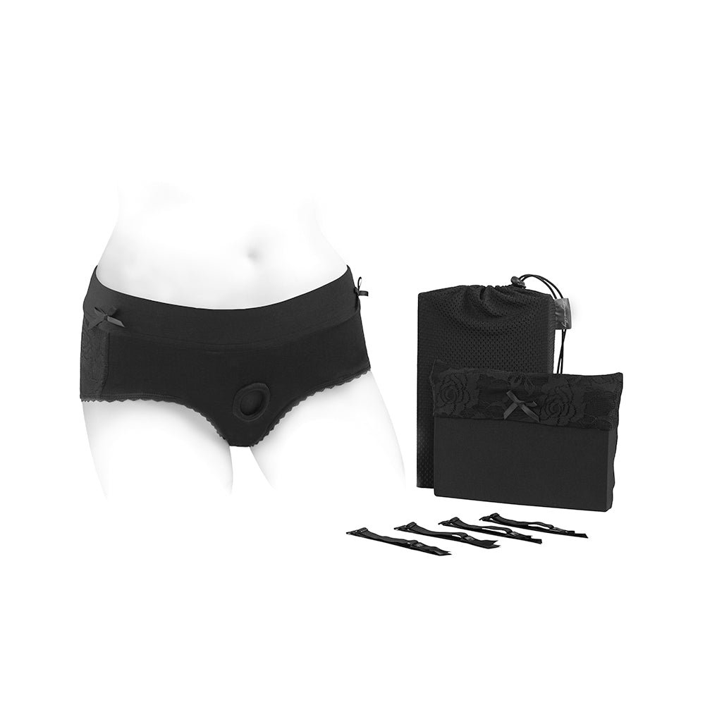 spareparts-bella-cleavage-booty-short-harness-black-size-xl SpareParts Bella Cleavage Booty Short Harness Black Size XL - Image 1