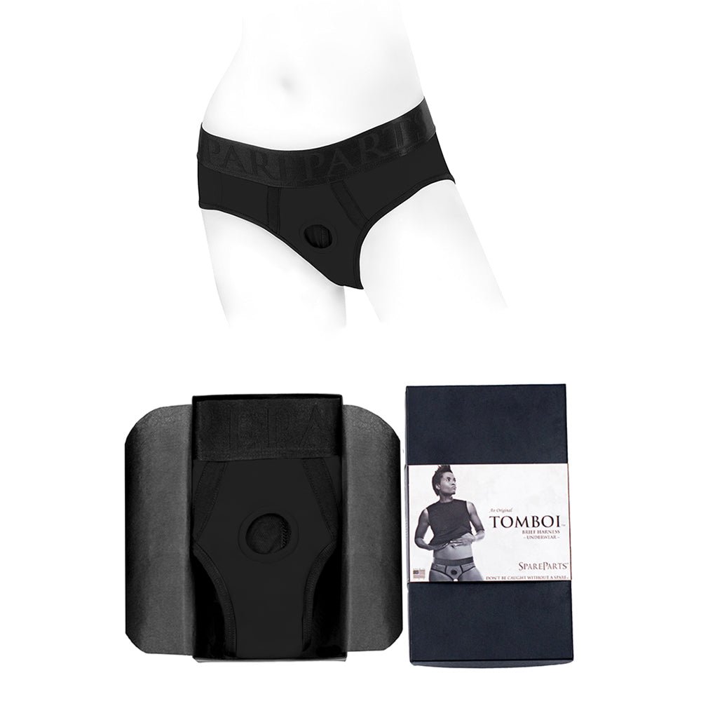 spareparts-tomboi-nylon-briefs-harness-black-size-xl SpareParts Tomboi Nylon Briefs Harness Black Size XL - Image 1