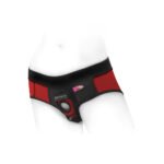 SpareParts Tomboi Nylon Spandex Harness Briefs with O-Ring Red/Black Size L - Image 5