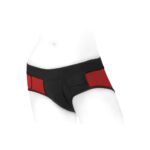 SpareParts Tomboi Nylon Spandex Harness Briefs with O-Ring Red/Black Size S - Image 4