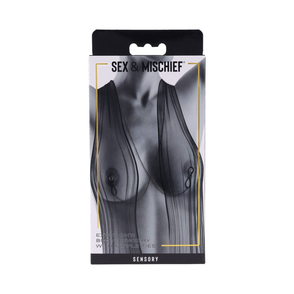sportsheets-sex-mischief-exs-ohs-body-jewelry-with-nipple-ties Sportsheets Sex & Mischief Ex's & Oh's Body Jewelry with Nipple Ties – Black - Image 1
