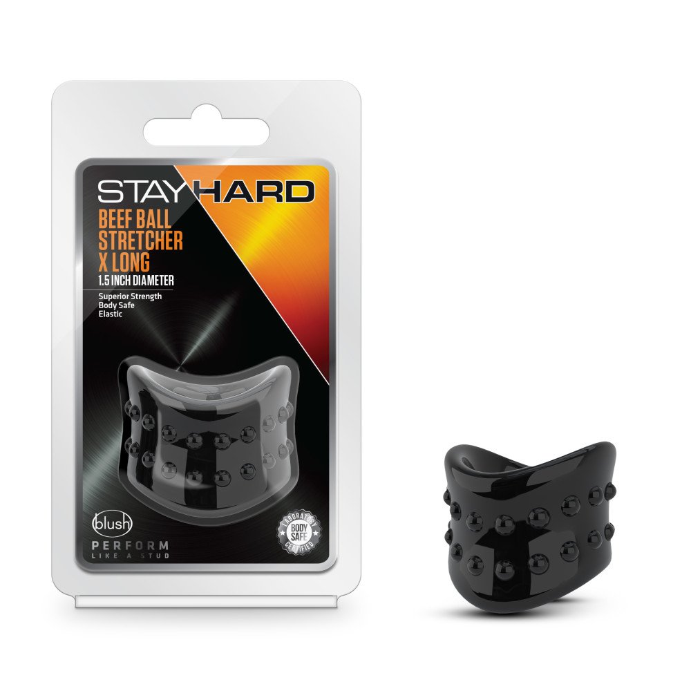 stay-hard-beef-ball-stretcher-x-long-15-inch-diameter-black Stay Hard - Beef Ball Stretcher X Long - 1.5 Inch Diameter - Black - Image 1
