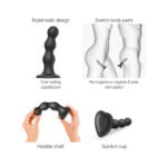 Strap-On-Me Hybrid Collection Silicone Dildo Plug Balls Black Large - Image 4