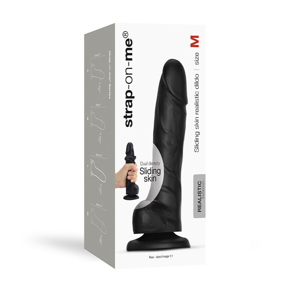 strap-on-me-realistic-collection-sliding-skin-dual-density-silicone-dildo-black-m Strap-On-Me Realistic Collection Sliding Skin Dual-Density Silicone Dildo Black M - Image 1