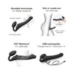 Strap-On-Me Rechargeable Remote-Controlled Silicone Vibrating Bendable Strap-On Black L - Image 4
