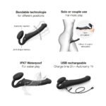 Strap-On-Me Rechargeable Remote-Controlled Silicone Vibrating Bendable Strap-On Black M - Image 4