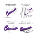 Strap-On-Me Rechargeable Remote-Controlled Silicone Vibrating Bendable Strap-On Purple L - Image 4