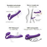 Strap-On-Me Rechargeable Remote-Controlled Silicone Vibrating Bendable Strap-On Purple M - Image 4