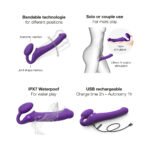 Strap-On-Me Rechargeable Remote-Controlled Silicone Vibrating Bendable Strap-On Purple XL - Image 4