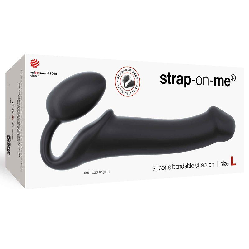 strap-on-me-semi-realistic-bendable-silicone-strap-on-black-l Strap-On-Me Semi-Realistic Bendable Silicone Strap-On Black L - Image 1