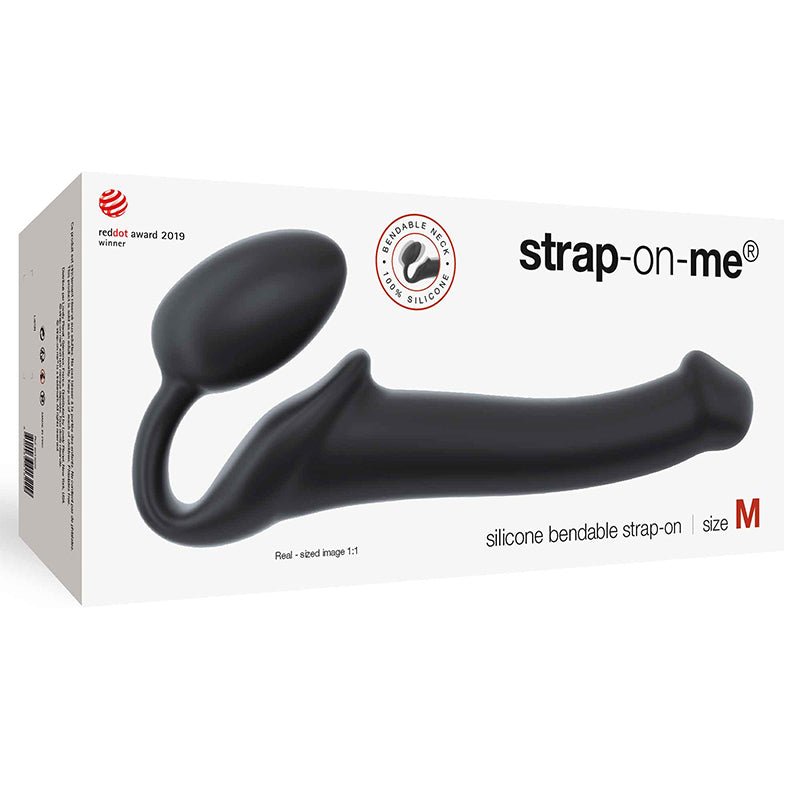 strap-on-me-semi-realistic-bendable-silicone-strap-on-black-m Strap-On-Me Semi-Realistic Bendable Silicone Strap-On Black M - Image 1